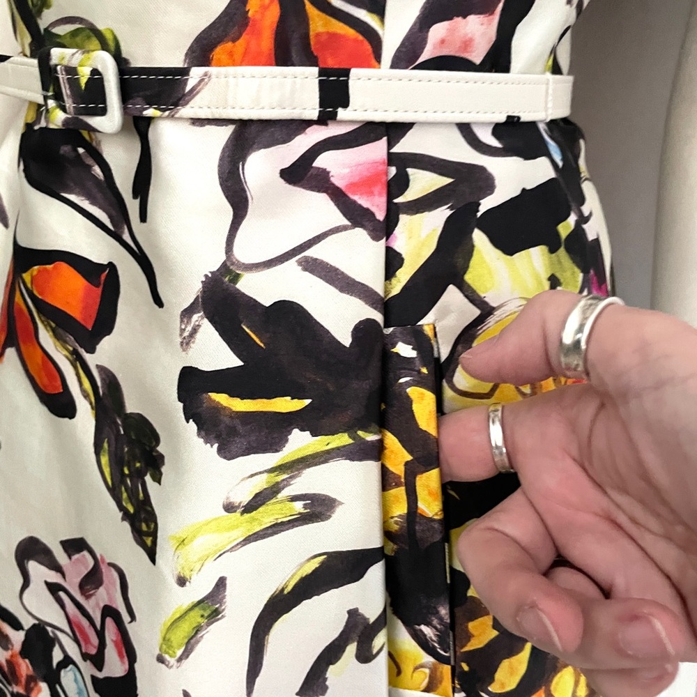 Oscar de la Renta White Midi Dress with Multicolor Floral Print - Picture 8 of 12